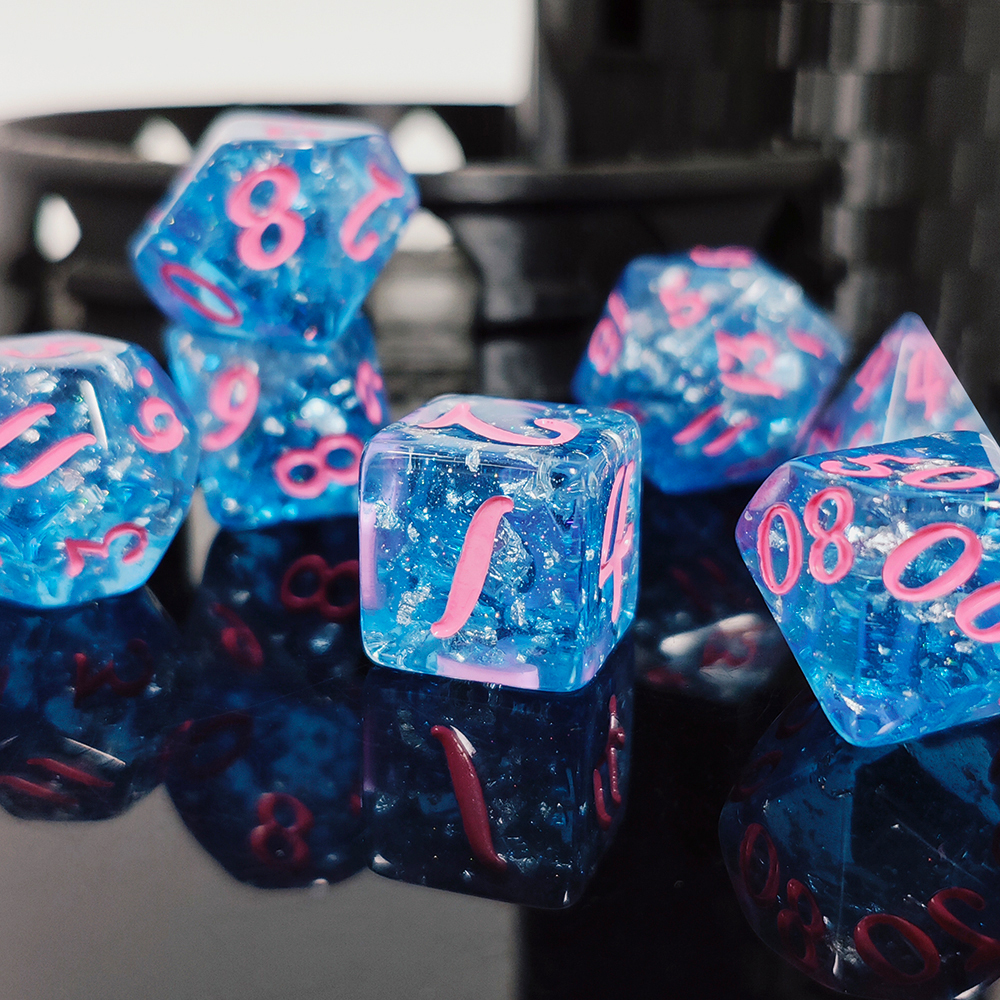 Board Game Rpg - 7Pcs/set Blue Color Resin Dice Set