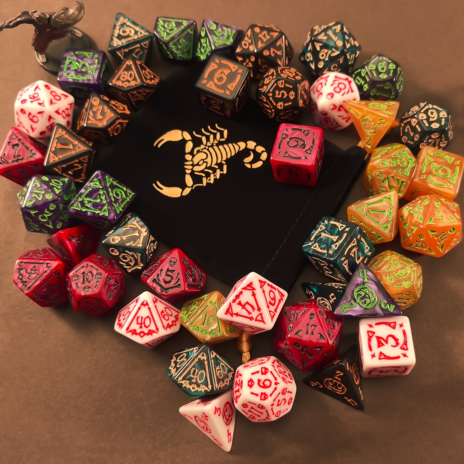 Board Game Rpg - DND Dice Set -7pc Halloween Polyhedral