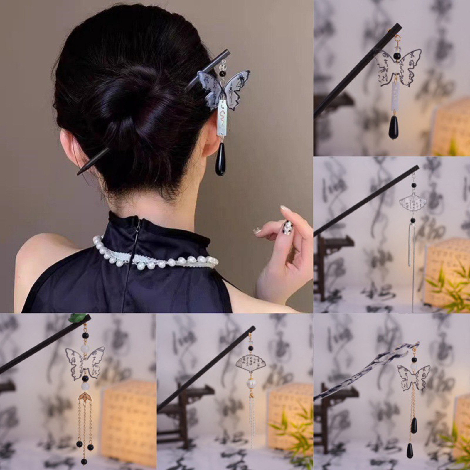 Board Game Go - Vintage Wooden Hairpin For Women Chinese