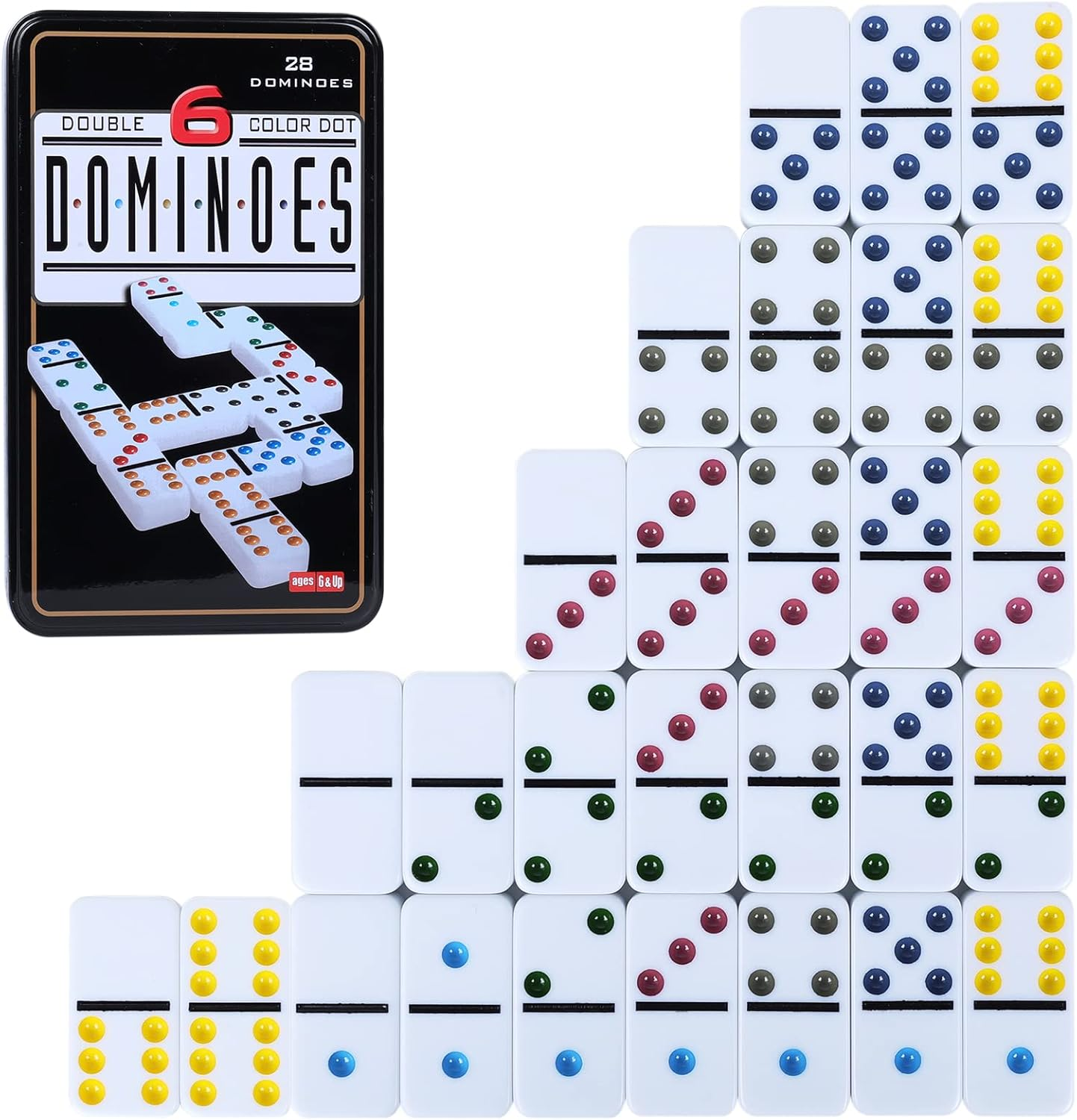 Game Storage Box - Double 6 Dominos Set for Adults