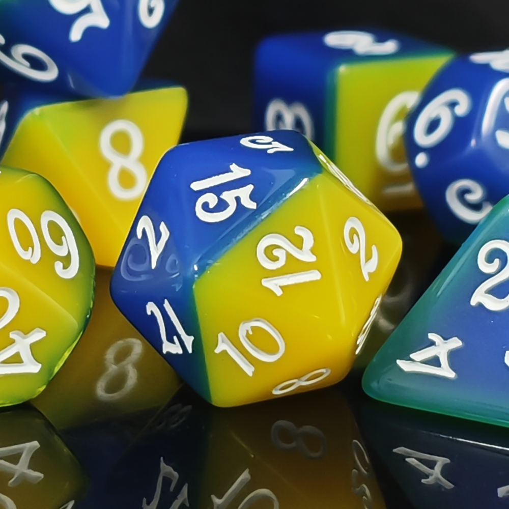 Board Game Rpg - Blue & Yellow Dual Color Polyhedral