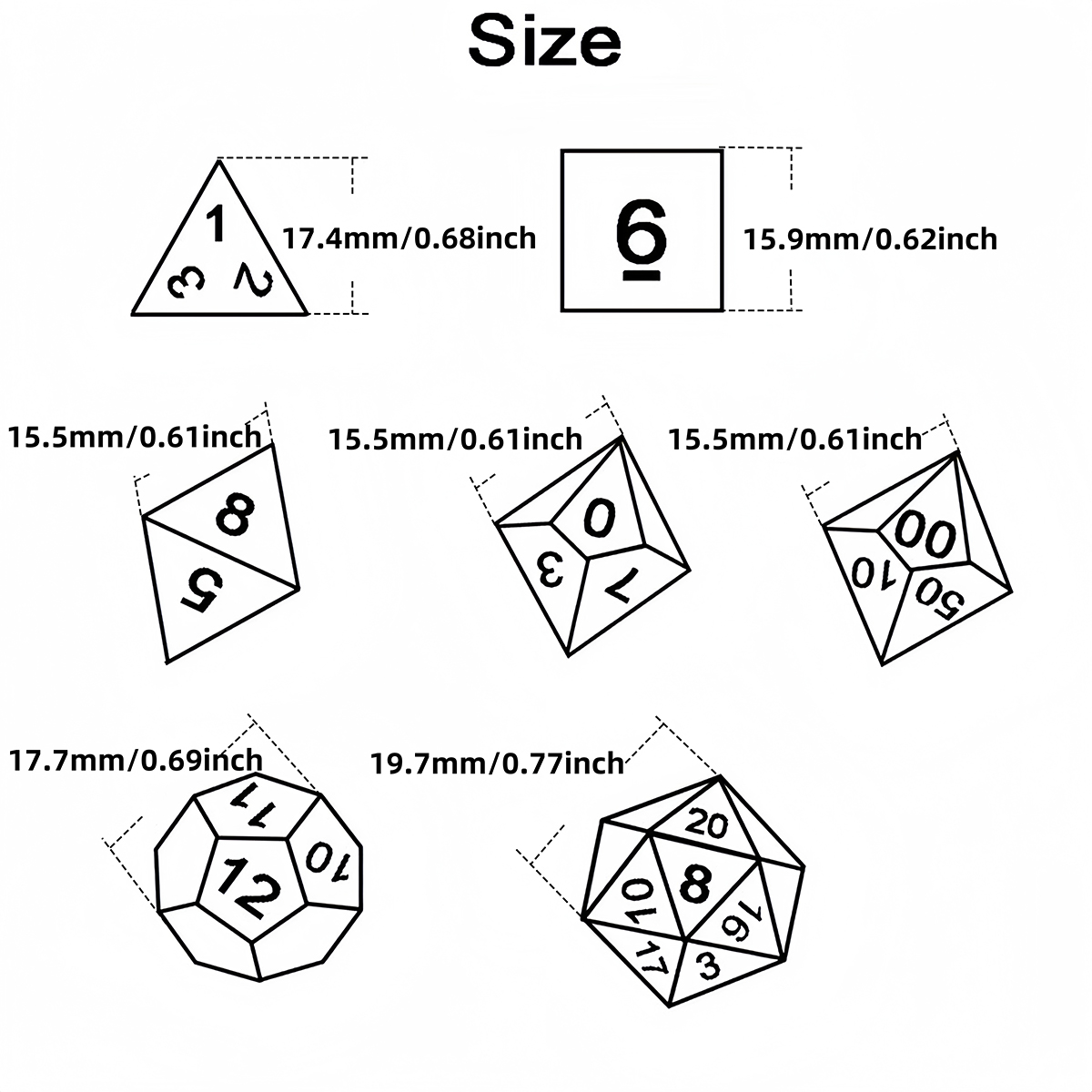 DND Dice Set 7pcs Mixing Color - đánh giá và giá Board Game Arena