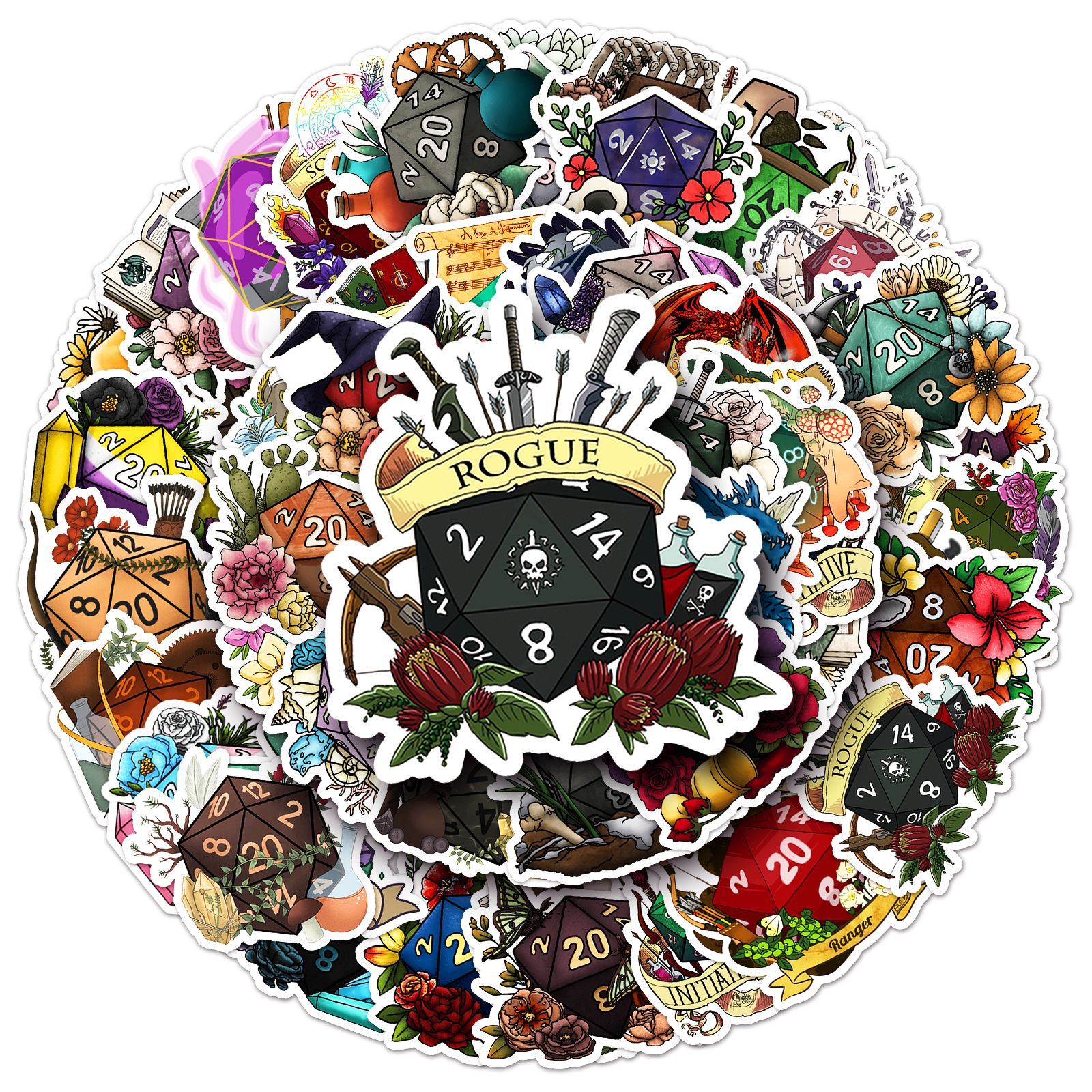 50PCS Polyhedral Dice Stickers - đánh giá và giá Board Game Quote