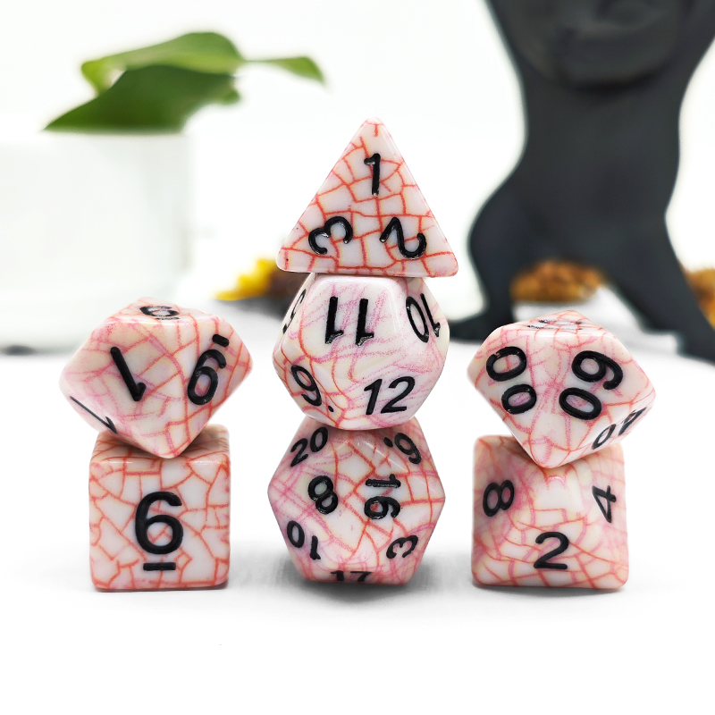 7PCS Polyhedral Red Cracked Te - đánh giá và giá Board Game Rpg