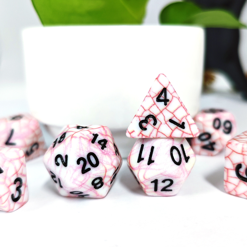 7PCS Polyhedral Red Cracked Te - đánh giá và giá Board Game Rpg