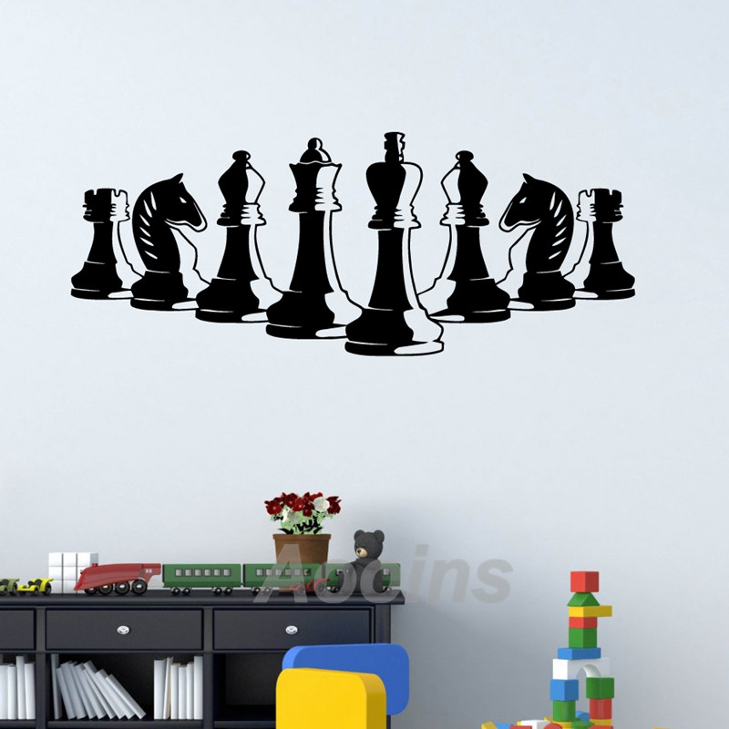 Chess Pieces Wall Decal Bedroo - đánh giá và giá Board Game Quote