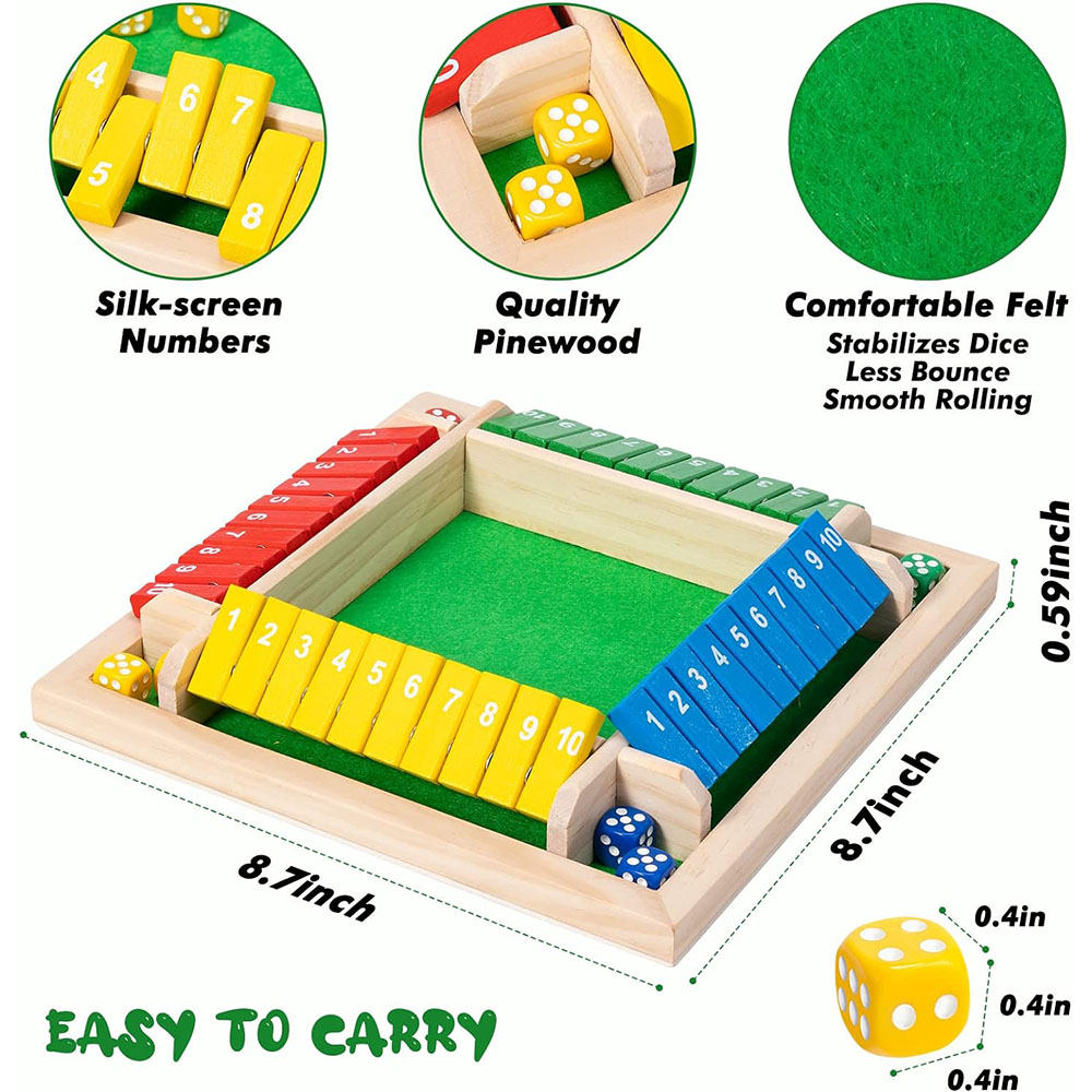 Wooden Shut The Box Dice Game  - đánh giá và giá Board Game Template