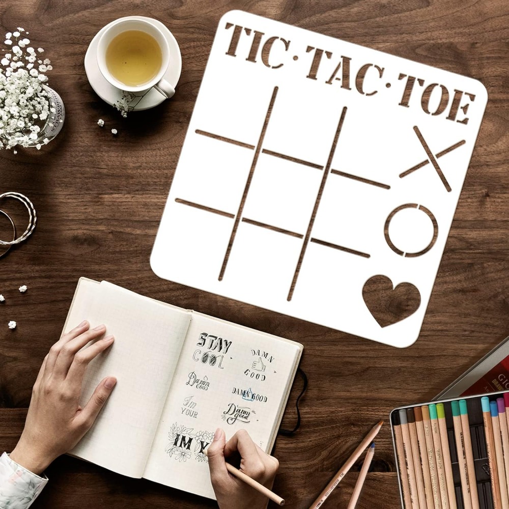 Tic Tac Toe Board Stencil DIY  - đánh giá và giá Board Game Template